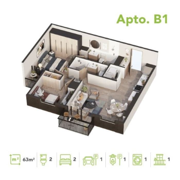 Apartamento en Venta Zona 12 por Atanasio Tzul TIPO B-1 - foto 2